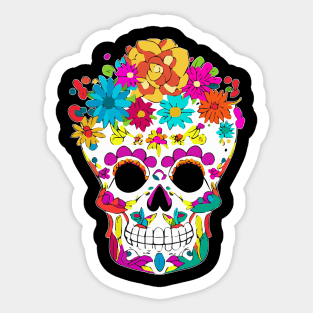 Sugar Skull Calavera of Mexican Dia de los Muertos or Day of the Dead Sticker